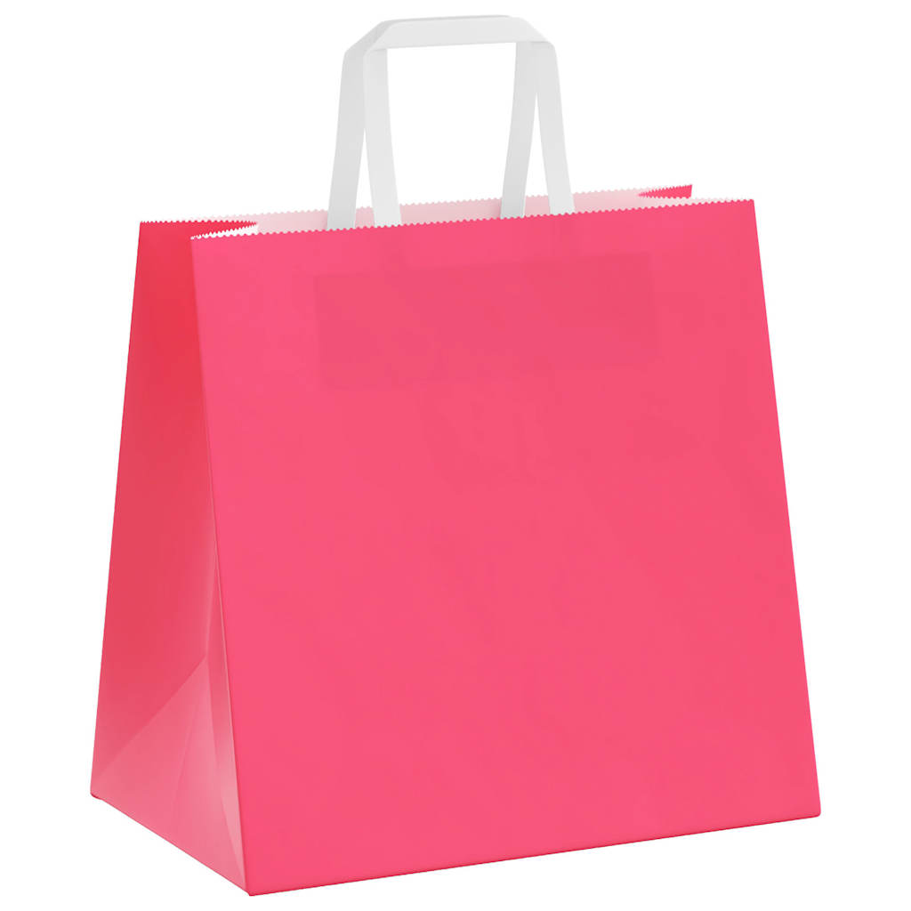Papiertragetaschen 250 Stk. mit Henkeln Rosa 26x17x25 cm
