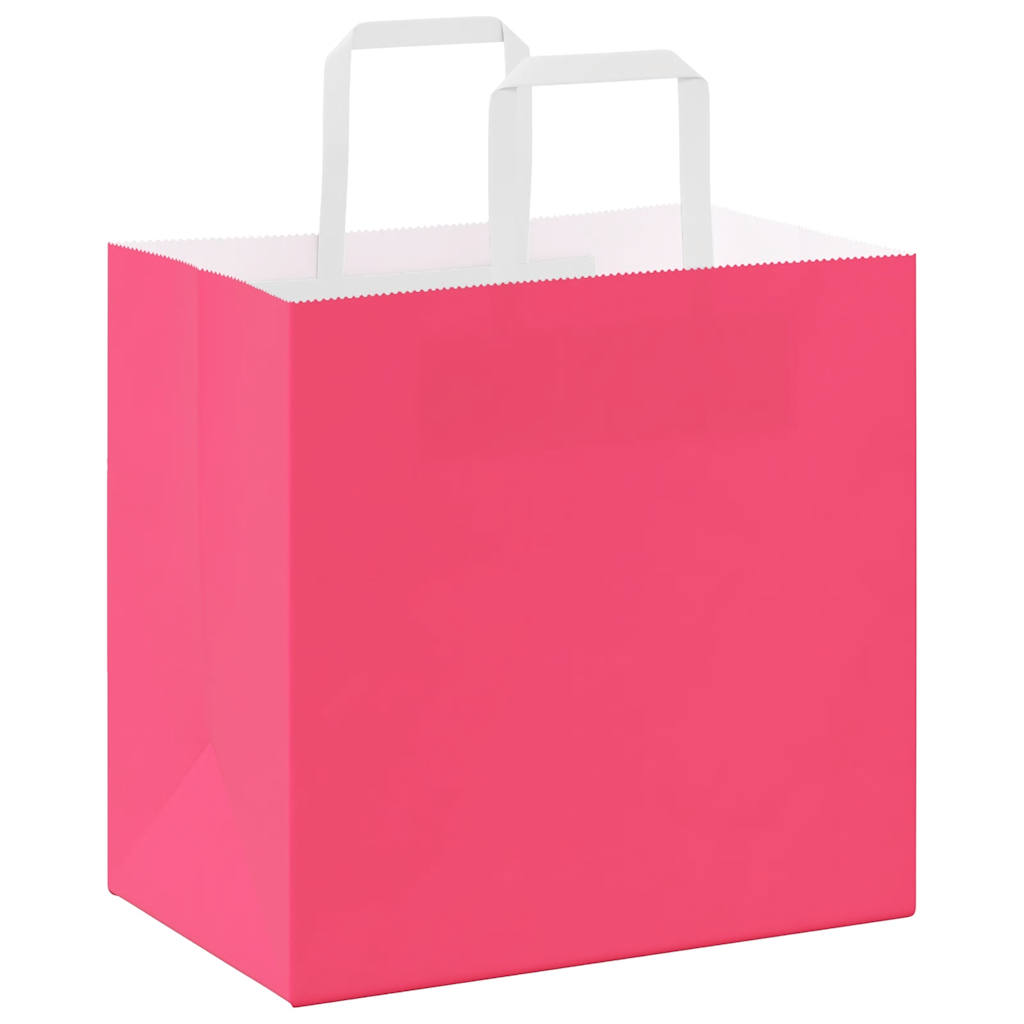 Papiertragetaschen 250 Stk. mit Henkeln Rosa 26x17x25 cm