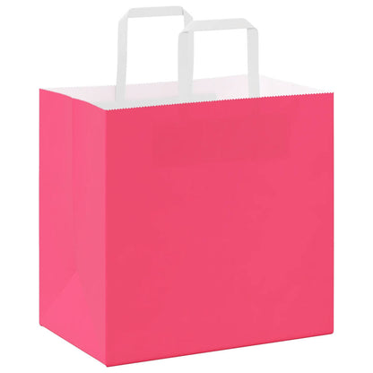 Papiertragetaschen 250 Stk. mit Henkeln Rosa 26x17x25 cm