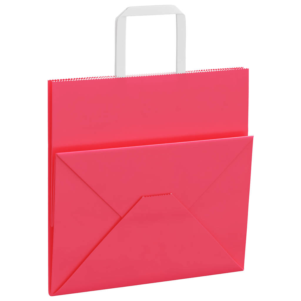 Papiertragetaschen 250 Stk. mit Henkeln Rosa 26x17x25 cm