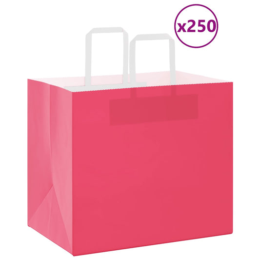 Papiertragetaschen 250 Stk. mit Henkeln Rosa 32x22x28 cm