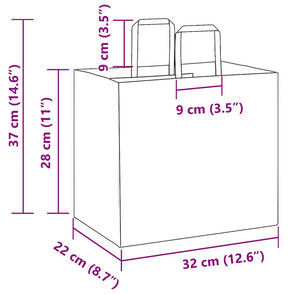 Papiertragetaschen 250 Stk. mit Henkeln Rosa 32x22x28 cm