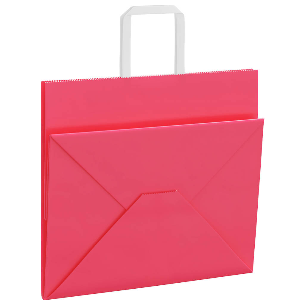Papiertragetaschen 250 Stk. mit Henkeln Rosa 32x22x28 cm