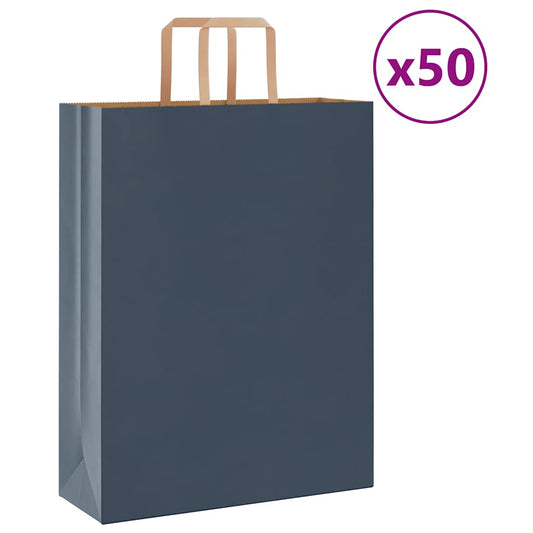 Papiertragetaschen 50 Stk. mit Henkeln Blau 32x12x42 cm