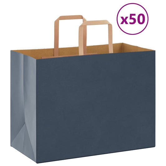 Papiertragetaschen 50 Stk. mit Henkeln Blau 32x17x25 cm