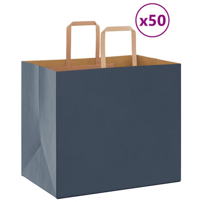 Papiertragetaschen 50 Stk. mit Henkeln Blau 32x22x28 cm