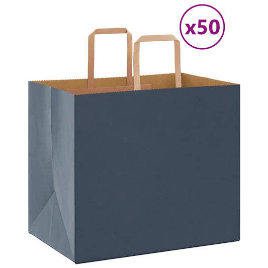 Papiertragetaschen 50 Stk. mit Henkeln Blau 32x22x28 cm