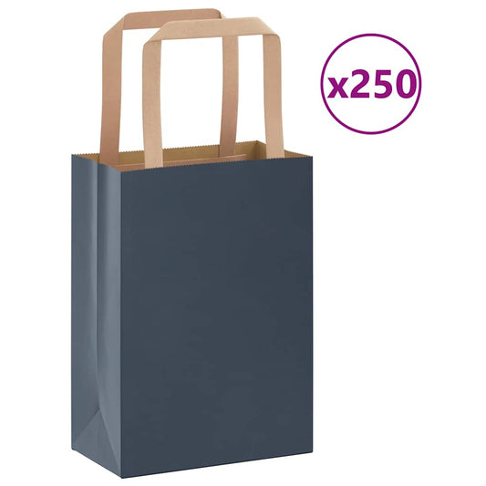 Papiertragetaschen 250 Stk. mit Henkeln Blau 15x8x21 cm