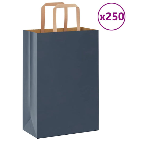 Papiertragetaschen 250 Stk. mit Henkeln Blau 21x11x31 cm
