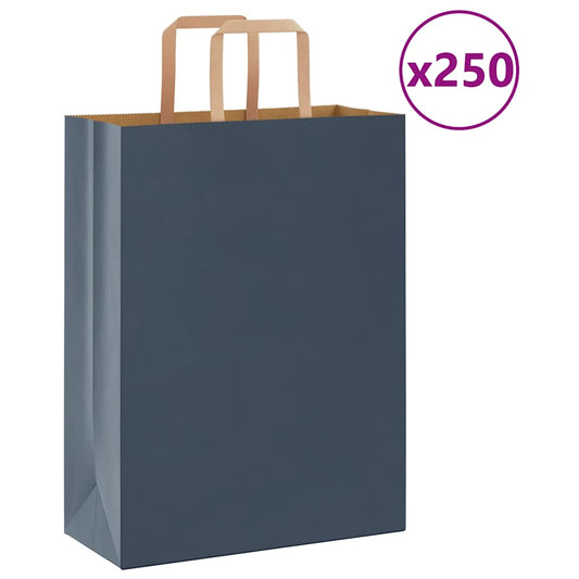 Papiertragetaschen 250 Stk. mit Henkeln Blau 26x12x35 cm