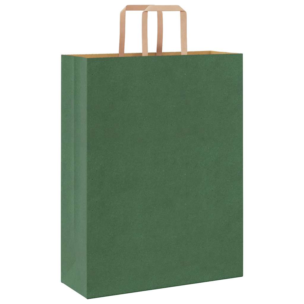 Papiertragetaschen 50 Stk. mit Henkeln Grün 32x12x42 cm