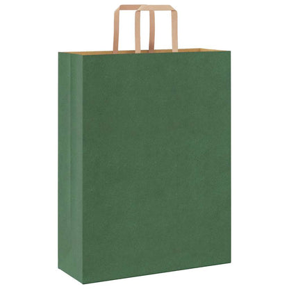 Papiertragetaschen 50 Stk. mit Henkeln Grün 32x12x42 cm
