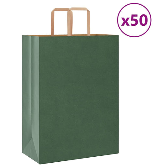Papiertragetaschen 50 Stk. mit Henkeln Grün 32x17x44 cm