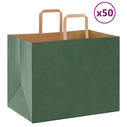 Papiertragetaschen 50 Stk. mit Henkeln Grün 32x22x24 cm