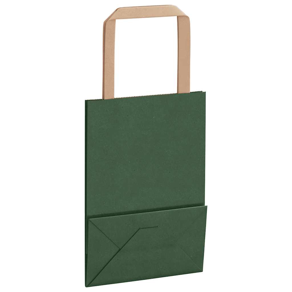 Papiertragetaschen 250 Stk. mit Henkeln Grün 15x8x21 cm
