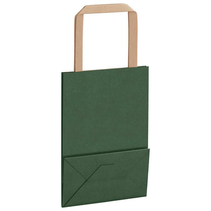 Papiertragetaschen 250 Stk. mit Henkeln Grün 15x8x21 cm