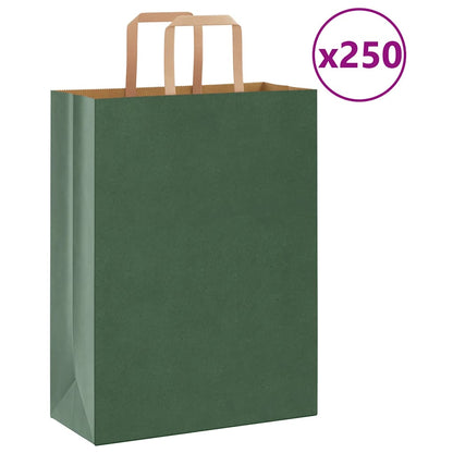 Papiertragetaschen 250 Stk. mit Henkeln Grün 26x12x35 cm