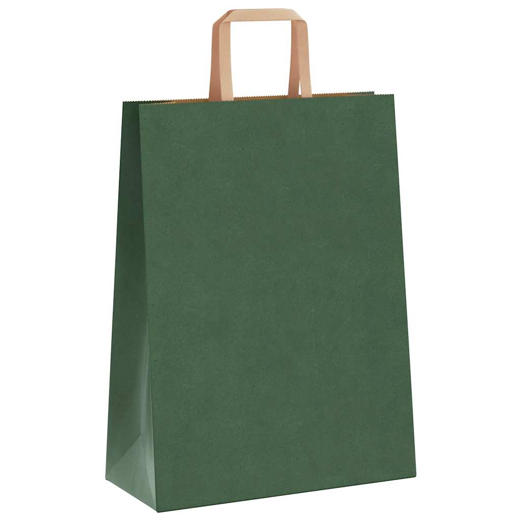 Papiertragetaschen 250 Stk. mit Henkeln Grün 26x12x35 cm