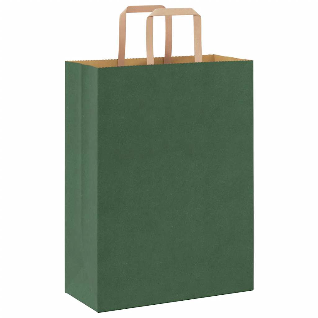 Papiertragetaschen 250 Stk. mit Henkeln Grün 26x12x35 cm