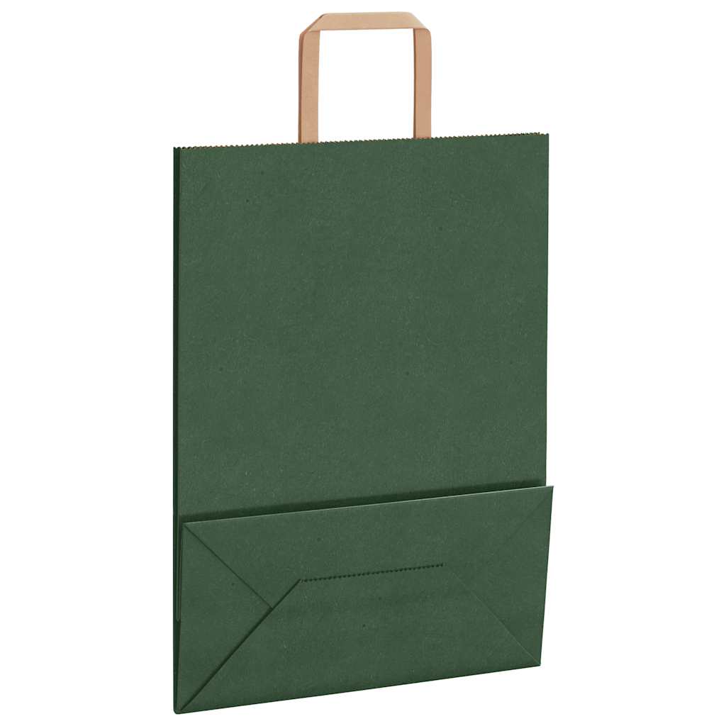 Papiertragetaschen 250 Stk. mit Henkeln Grün 26x12x35 cm