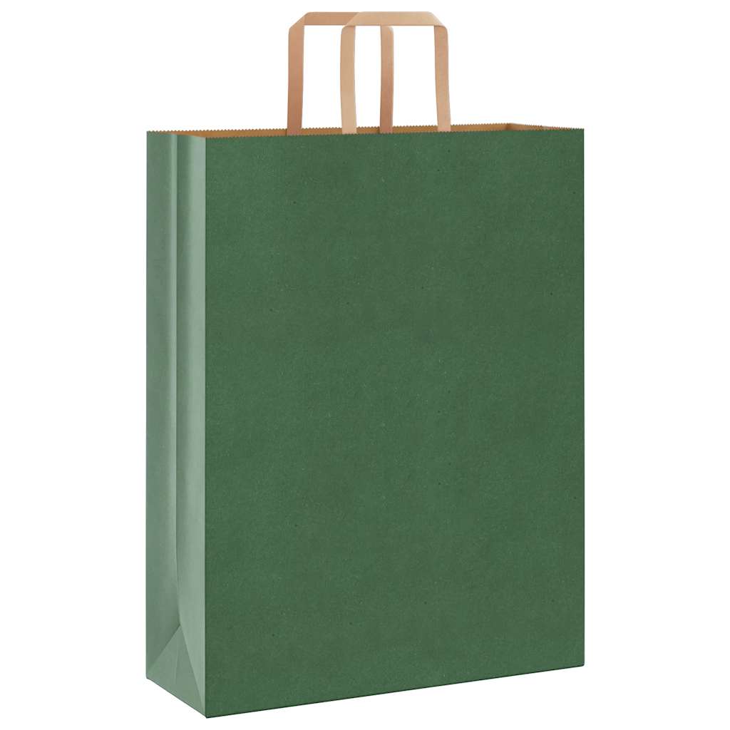 Papiertragetaschen 250 Stk. mit Henkeln Grün 32x12x42 cm