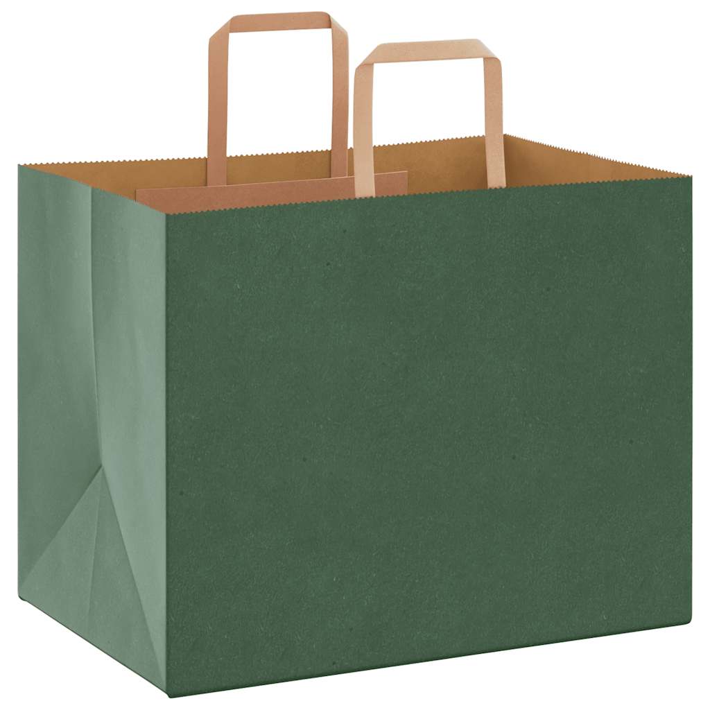 Papiertragetaschen 250 Stk. mit Henkeln Grün 32x22x24 cm