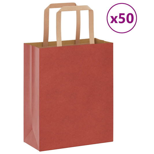 Papiertragetaschen 50 Stk. mit Henkeln Rot 18x8x22 cm
