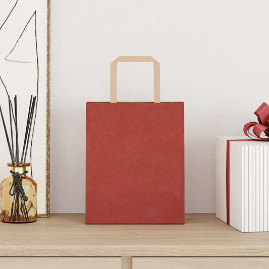Papiertragetaschen 50 Stk. mit Henkeln Rot 18x8x22 cm