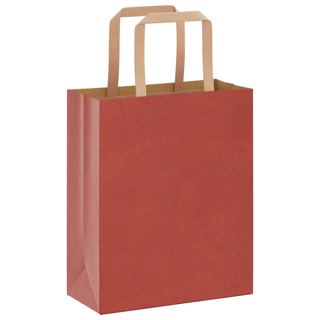 Papiertragetaschen 50 Stk. mit Henkeln Rot 18x8x22 cm