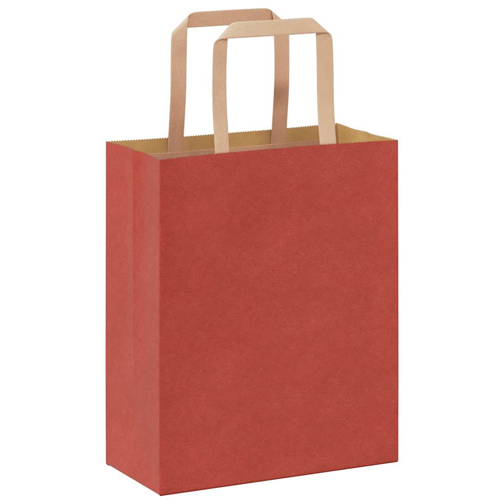 Papiertragetaschen 50 Stk. mit Henkeln Rot 18x8x22 cm
