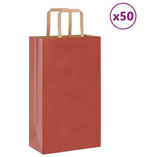 Papiertragetaschen 50 Stk. mit Henkeln Rot 21x11x36 cm