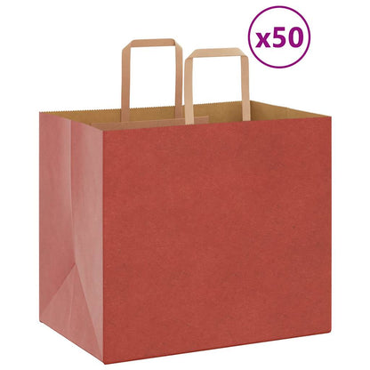 Papiertragetaschen 50 Stk. mit Henkeln Rot 32x22x28 cm