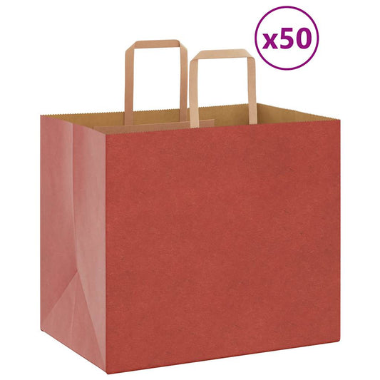 Papiertragetaschen 50 Stk. mit Henkeln Rot 32x22x28 cm