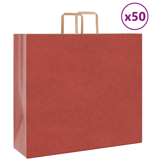 Papiertragetaschen 50 Stk. mit Henkeln Rot 54x15x49 cm