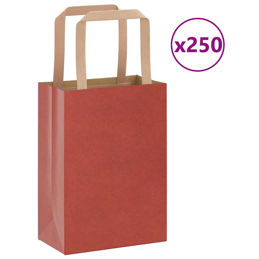Papiertragetaschen 250 Stk. mit Henkeln Rot 15x8x21 cm
