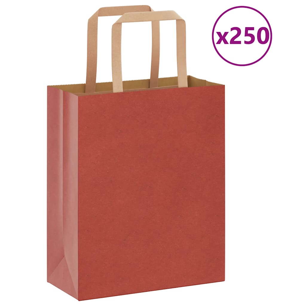 Papiertragetaschen 250 Stk. mit Henkeln Rot 18x8x22 cm