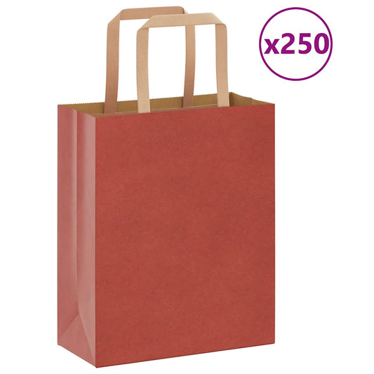 Papiertragetaschen 250 Stk. mit Henkeln Rot 18x8x22 cm