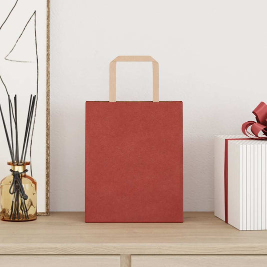 Papiertragetaschen 250 Stk. mit Henkeln Rot 18x8x22 cm