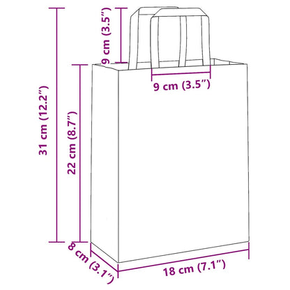 Papiertragetaschen 250 Stk. mit Henkeln Rot 18x8x22 cm