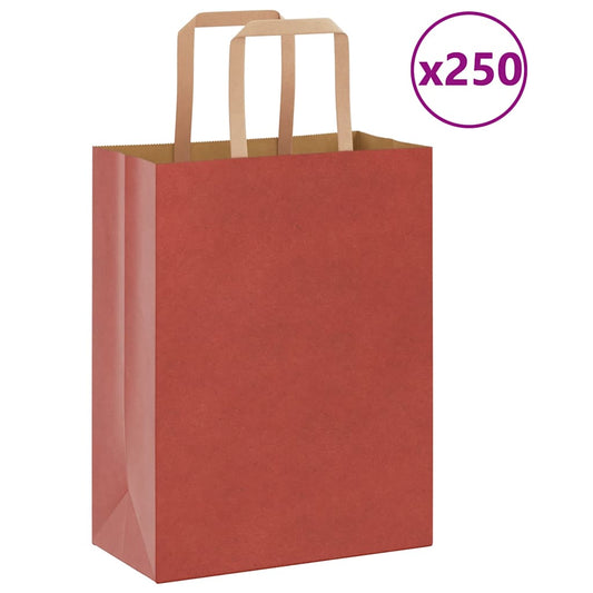 Papiertragetaschen 250 Stk. mit Henkeln Rot 21x11x28 cm