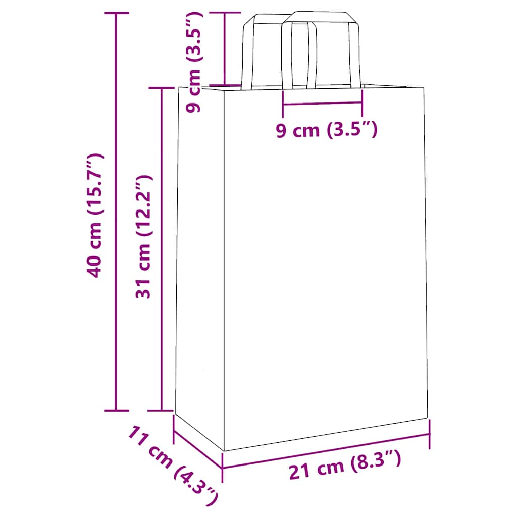 Papiertragetaschen 250 Stk. mit Henkeln Rot 21x11x31 cm