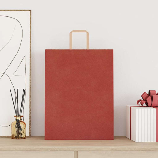 Papiertragetaschen 250 Stk. mit Henkeln Rot 32x12x42 cm
