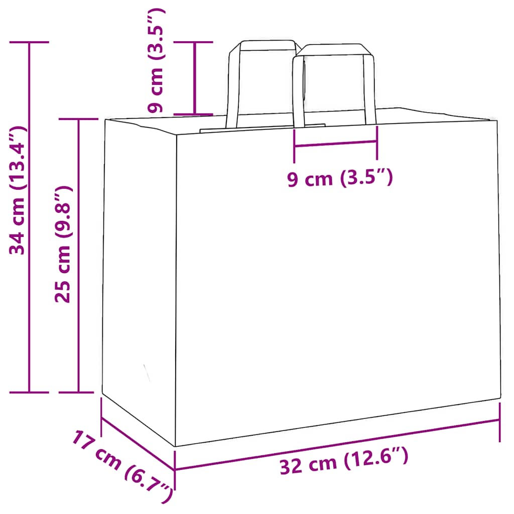 Papiertragetaschen 250 Stk. mit Henkeln Rot 32x17x25 cm