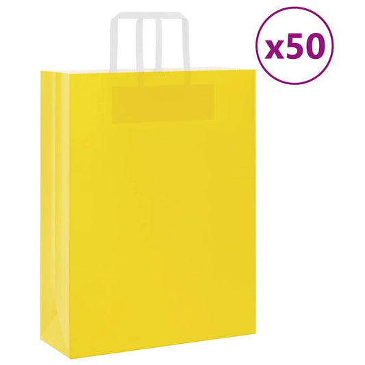 Papiertragetaschen 50 Stk. mit Henkeln Gelb 32x12x42 cm