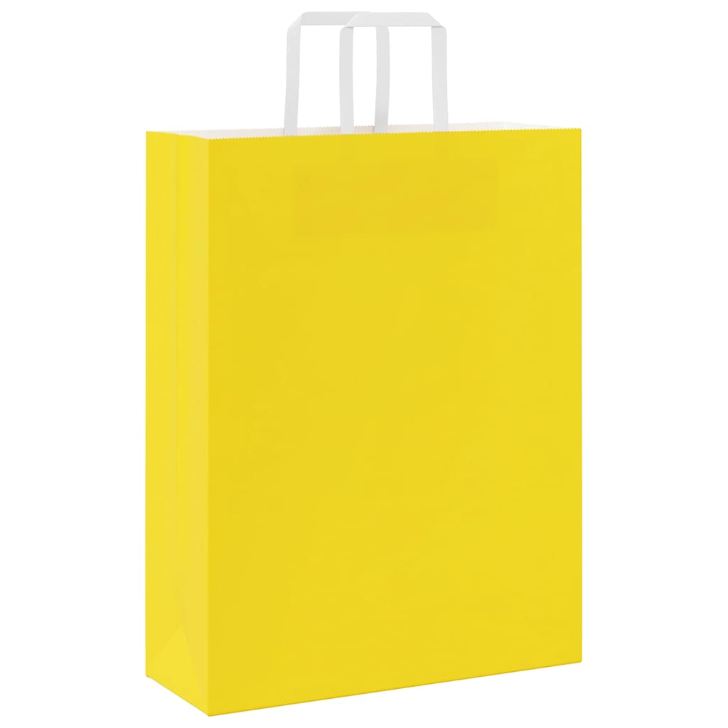 Papiertragetaschen 50 Stk. mit Henkeln Gelb 32x12x42 cm