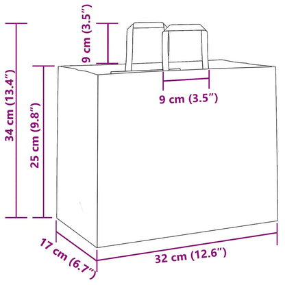 Papiertragetaschen 50 Stk. mit Henkeln Gelb 32x17x25 cm