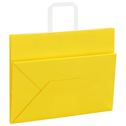 Papiertragetaschen 50 Stk. mit Henkeln Gelb 32x17x25 cm