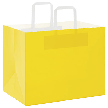 Papiertragetaschen 50 Stk. mit Henkeln Gelb 32x22x24 cm