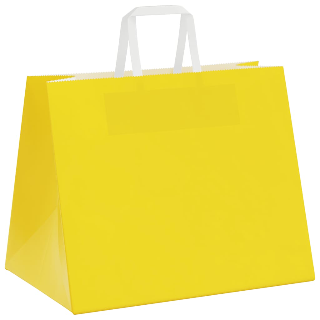 Papiertragetaschen 50 Stk. mit Henkeln Gelb 32x22x24 cm