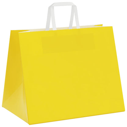 Papiertragetaschen 50 Stk. mit Henkeln Gelb 32x22x24 cm